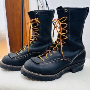 Wesco Highliner 10 inch Mens Work Boot 8.5 Blk Leather Logger Lug Sole USA Made